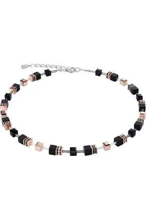 COEUR DE LION Collier Schmuck Geschenk Edelstahl GeoCUBE® Würfelkette, 4018/10-1300, Made in Germany - mit Onyx, Swarovski® Kristall, Strassstein