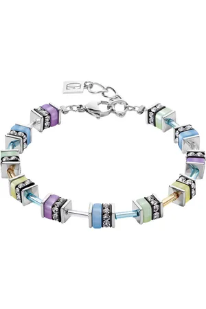COEUR DE LION Armband Schmuck Edelstahl Classic Polaris Classic Pastel Würfelkette, 4409/30, Made in Germany - mit Polaris, Strassstein