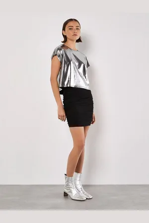 Apricot Crop-Top Partytop, unifarben - Verkäufer: