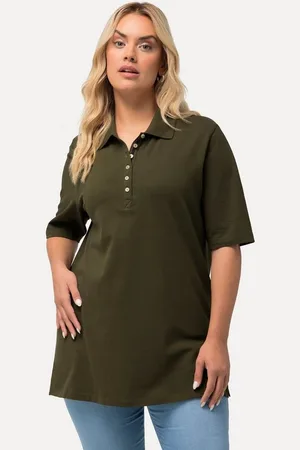 Ulla Popken Rundhalsshirt Poloshirt Piqué Polokragen Samt-Knopfleiste - Verkäufer: Popken Fashion Group