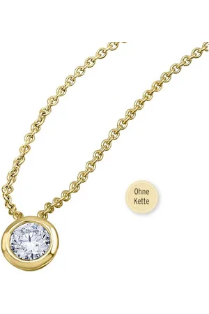 vivance collection Kettenanhänger 0.2 ct Diamant Brillant Zarge Anhänger aus 585 Gelbgold, Damen Gold Schmuck Zarge