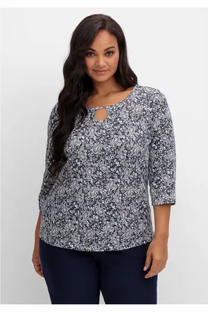 Sheego 3/4-Arm-Shirt Große Größen mit Cut-out am Ausschnitt