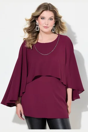 Miamoda Druckbluse Bluse Krepp Schulter-Überwurf abnehmbare Kette - Verkäufer: Popken Fashion Group