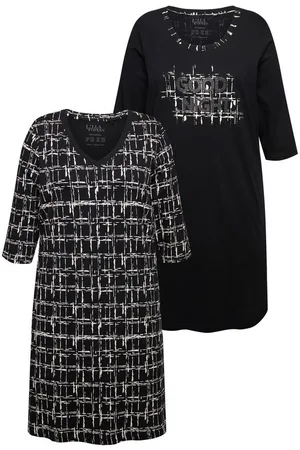 Ulla Popken Bigshirt Bigshirts 2er-Pack Rundhals/V-Ausschnitt 3/4-Arm - Verkäufer: Popken Fashion Group