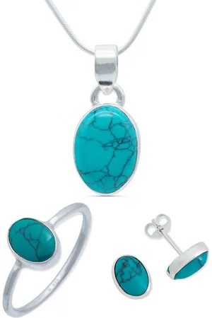 mantraroma Schmuckset 925er Silber mit Türkis (Schmuckset aus 925 Silber) - Verkäufer: