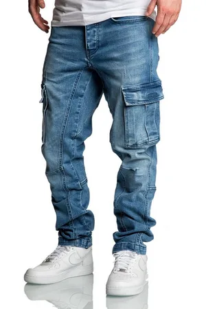 amaci Straight-Jeans CARY Jeans Regular Slim Herren Regular Fit Cargo Denim Jeans Hose - Verkäufer: