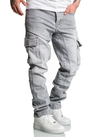 amaci Straight-Jeans CARY Jeans Regular Slim Herren Regular Fit Cargo Denim Jeans Hose - Verkäufer:
