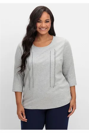 Sheego 3/4-Arm-Shirt Große Größen mit Glitzerstein-Applikation