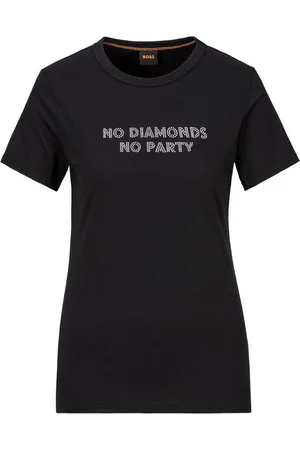 HUGO BOSS Shirttop C_Elogo_crystal 1026 mit Strass-Besatz