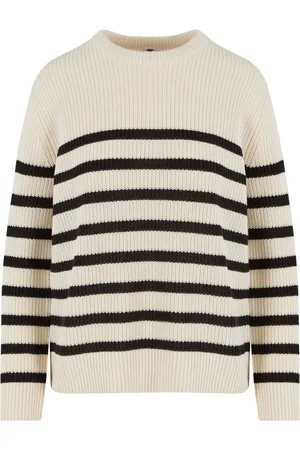 Urban classics Rundhalspullover Damen Ladies Rib Striped Sweater (1-tlg)