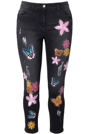 Angel of Style Regular-fit-Jeans 7/8-Slimjeans schmale Passform 5-Pocket Patches - Verkäufer: Popken Fashion Group