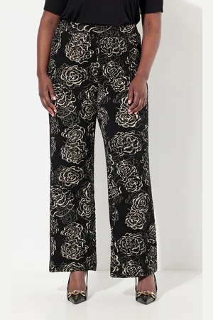 Ulla Popken Funktionshose Jacquard-Jerseyhose Blüten weites Bein Elastikbund - Verkäufer: Popken Fashion Group