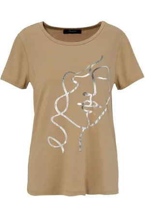 Aniston T-Shirt mit abstraktem Gesicht aus glänzendem Folienprint