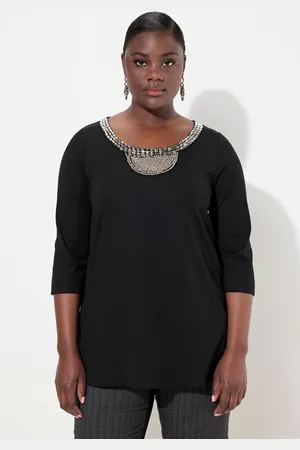 Ulla Popken T-Shirt Shirt Perlenstickerei A-Linie Rundhals 3/4-Arm - Verkäufer: Popken Fashion Group