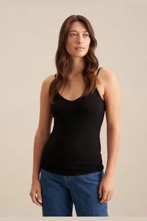 Seidensticker Shirttop Schwarze Rose Ohne Arm V-Neck Uni