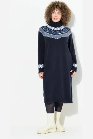 Ulla Popken Strickkleid Strickkleid Norwegermuster Rollkragen Langarm - Verkäufer: Popken Fashion Group