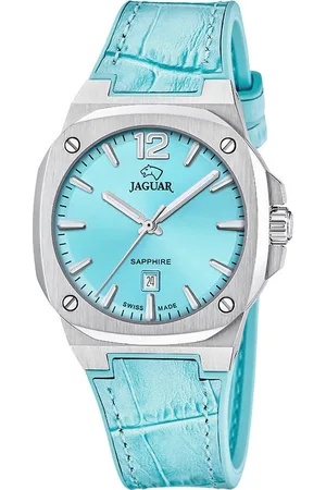 Jaguar Quarzuhr Rondcarre J1032/2, Armbanduhr, Damenuhr, Swiss Made, Lederarmband, analog, Tag,Saphirglas
