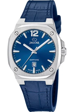 Jaguar Quarzuhr Rondcarre J1032/4, Armbanduhr, Damenuhr, Swiss Made, Lederarmband, analog, Tag,Saphirglas