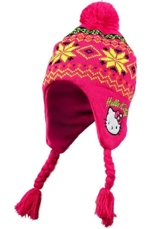 Hello Kitty Bommelmütze Mütze Wintermütze mit Retro Muster und Quaste - Verkäufer: IM-Trading