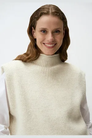 Jimmy Key Strickpullover Rollkragen Ärmellos Kurzer Pullover - Verkäufer: