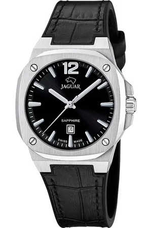 Jaguar Quarzuhr Rondcarre J1032/5, Armbanduhr, Damenuhr, Swiss Made, Lederarmband, analog, Tag,Saphirglas
