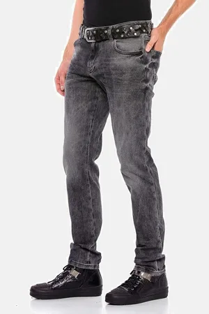 Cipo & Baxx Slim-fit-Jeans Jeans mit Allover-Gitter-Musterung, CD543