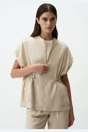 Jimmy Key Anzugweste Lockerer Schnitt Offener Kragen Taille Elastisch Gabardine Weste - Verkäufer: