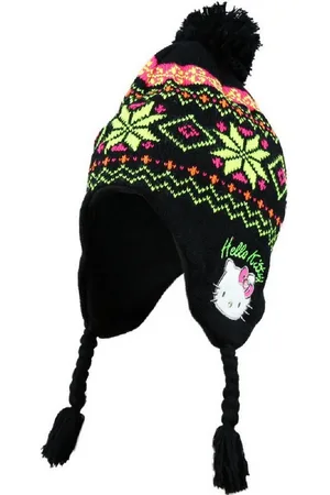 Hello Kitty Bommelmütze Mütze Wintermütze mit Retro Muster und Quaste - Verkäufer: IM-Trading