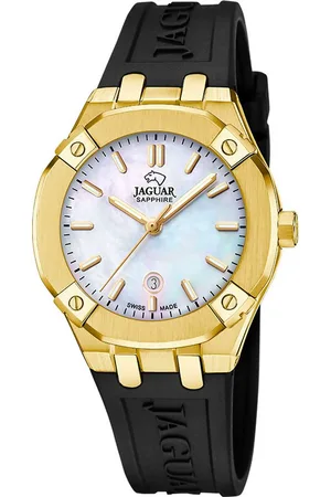 Jaguar Quarzuhr Diplomatic J1018/2, Armbanduhr, Damenuhr, Swiss Made, analog, Tag, Kautschukarmband