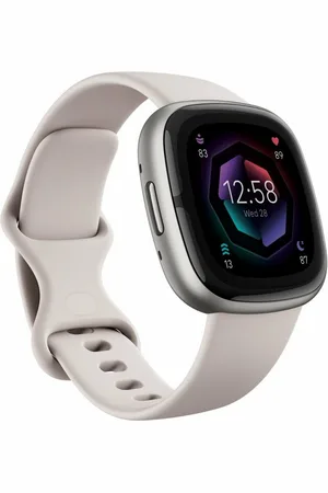 Fitbit Luxusuhr Smartwatch Sense 2 Lunar White Platinum (FB521SRWT) - Verkäufer: beauty-for-less