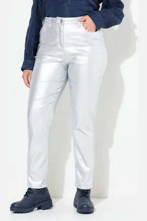 Ulla Popken Funktionshose Mom-Jeans Silber-Coating Komfortbund 5-Pocket-Hose - Verkäufer: Popken Fashion Group