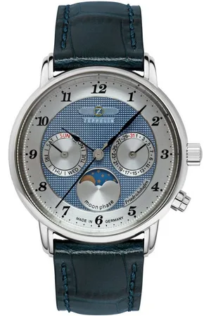 Zeppelin Quarzuhr Friedrichshafen Lady Moonphase 8537-3, Armbanduhr, Damenuhr, Mondphase, Lederarmband, Made in Germany
