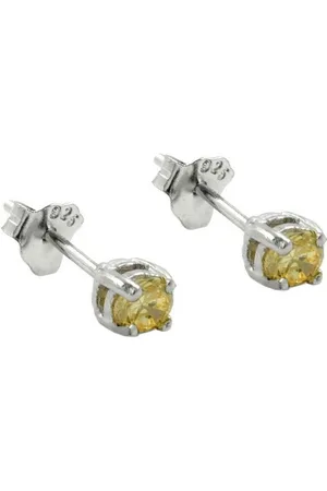 GALLAY Paar Ohrstecker Ohrring 3x3mm Glasstein rhodiniert gelb-citrin Glas 925 (1-tlg) - Verkäufer: Cats Collection