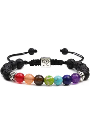Karma Perlenarmband Chakra Lavasteine Schwarz Unisex Armband (Armschmuck, Lavasteinarmband Herrenarmband), Chakrenarmband Yoga Glückasarmband Damenarmband - Verkäufer: Sanixa