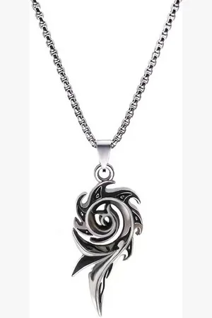 Karma Kette mit Anhänger Herren Silber modern 60 cm Edelstahl Halskette Herrenhalskette (Edelstahlkette Herrenkette), Herrenschmuck Geschenk für Ihn Edelstahlhalskette - Verkäufer: Sanixa