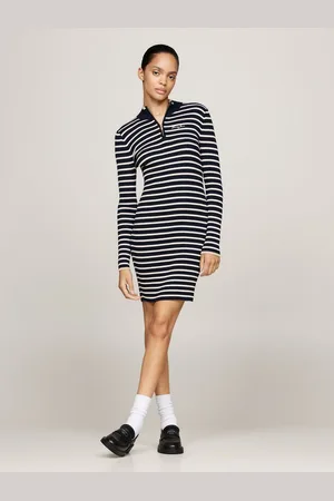 Tommy Hilfiger Strickkleid TJW METALLIC TIP ZIP SWTR DRESS mit Glitzer, Zipper
