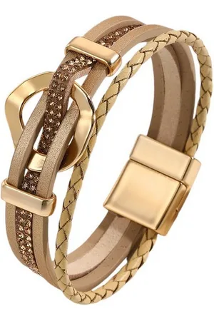 Karma Wickelarmband Wickelarmband vers. Farben PU Leder Damen Armband Lederarmband (Armschmuck für Frauen modern, Damenlederarmband Damenschmuck Geschenk Für Sie), Mehrreihig Metall Beige Grün Rosa Gold oder Schwarz - Verkäufer: Sanixa