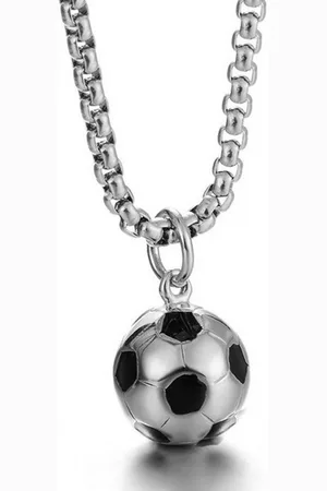 Karma Kette mit Anhänger Fußball Silber Edelstahl Herren Halskette modern (silbefarben, Edelstahlkette Herrenkette Fußballkette), Herrenhalskette Edelstahlhalskette Geschenk für Ihn - Verkäufer: Sanixa