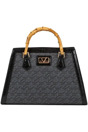 19V69 Italia Handtasche AKIKO AOP, mit goldenen Accessoires, Bambusgriffen und Croco-Muster - Verkäufer: Marco GmbH