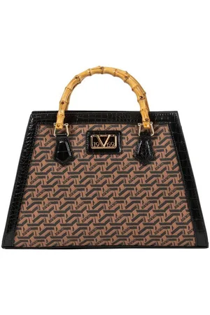19V69 Italia Handtasche AKIKO AOP, mit goldenen Accessoires, Bambusgriffen und Croco-Muster - Verkäufer: Marco GmbH