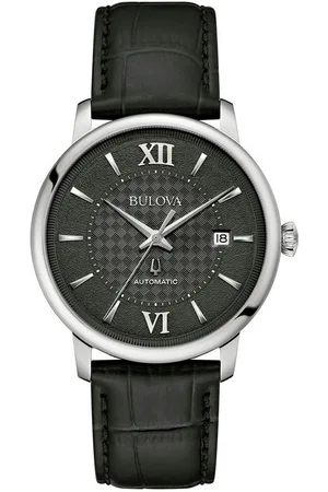 BULOVA Automatikuhr 96B441, Armbanduhr, Herrenuhr, Mechanische Uhr, Lederarmband, analog