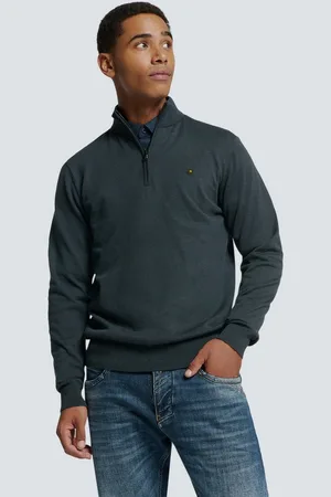 No Excess Rundhalspullover Pullover mit halbem Reißverschluss von Timeless Basics