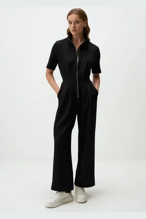 Jimmy Key Jumpsuit Halber Rollkragen Reißverschluss Kurzärmlig Jumpsuit - Verkäufer: