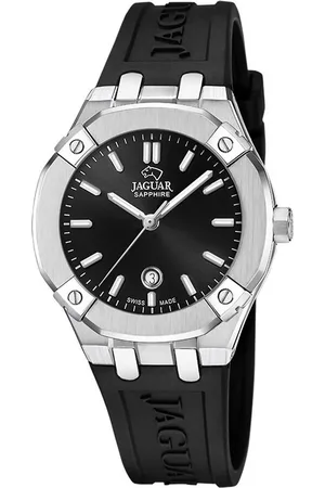 Jaguar Quarzuhr Diplomatic J1017/2, Armbanduhr, Damenuhr, Swiss Made, analog, Tag, Kautschukarmband