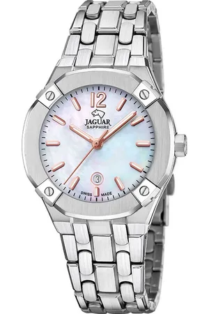 Jaguar Quarzuhr Diplomatic J1016/1, Armbanduhr, Damenuhr, Swiss Made, Edelstahlarmband, analog, Tag