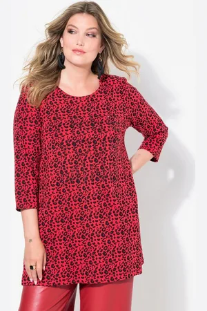 Miamoda Longshirt Longshirt Leomuster Glitzer-Statement 3/4-Ärmel - Verkäufer: Popken Fashion Group