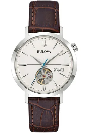 BULOVA Automatikuhr 96A318, Armbanduhr, Herrenuhr, Mechanische Uhr, Lederarmband, analog