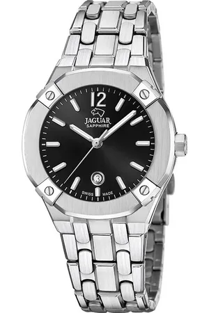 Jaguar Quarzuhr Diplomatic J1016/3, Armbanduhr, Damenuhr, Swiss Made, Edelstahlarmband, analog, Tag