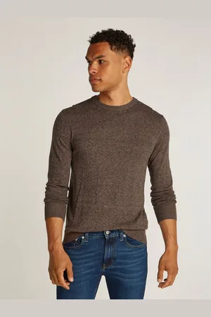 Calvin Klein Rundhalspullover MOULINE CN SWEATER mit Logoprint