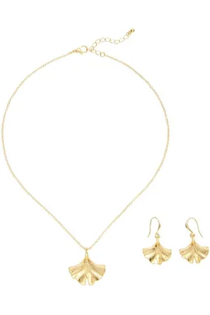 Lascana Ohrring und Ketten Set, 2-teiliges Set aus Halskette und Ohrringe, Ginkgo Anhänger